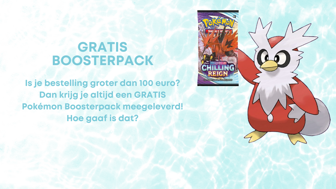 Gratis Pokémon Boosterpack bij grote bestellingen